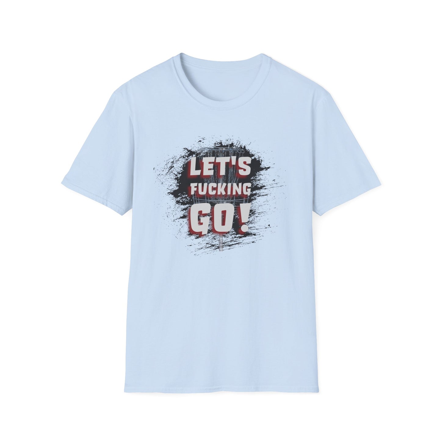 Let's F****** Go! Disc Golf Apparel Softstyle T-Shirt by Celestial