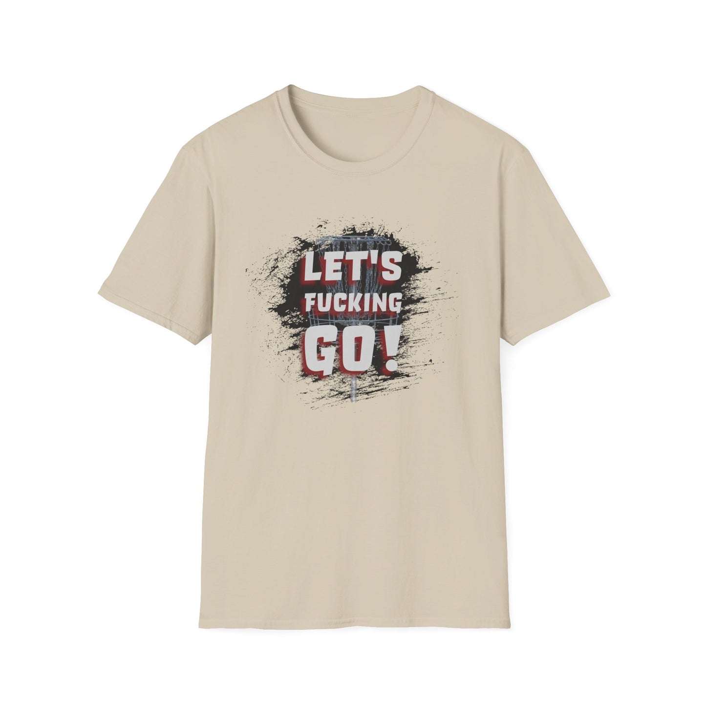 Let's F****** Go! Disc Golf Apparel Softstyle T-Shirt by Celestial