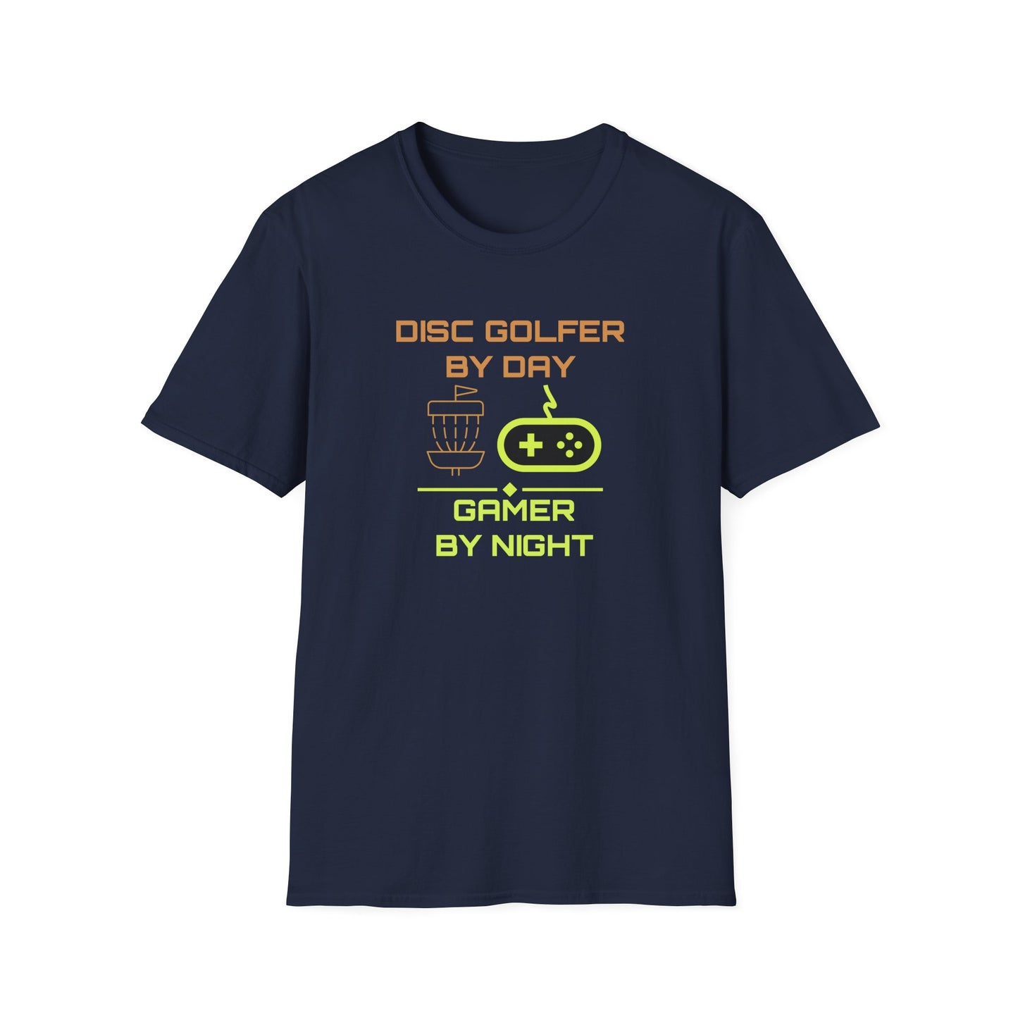 Disc Golfer by Day... Disc Golf Apparel Softstyle T-Shirt by Celestial