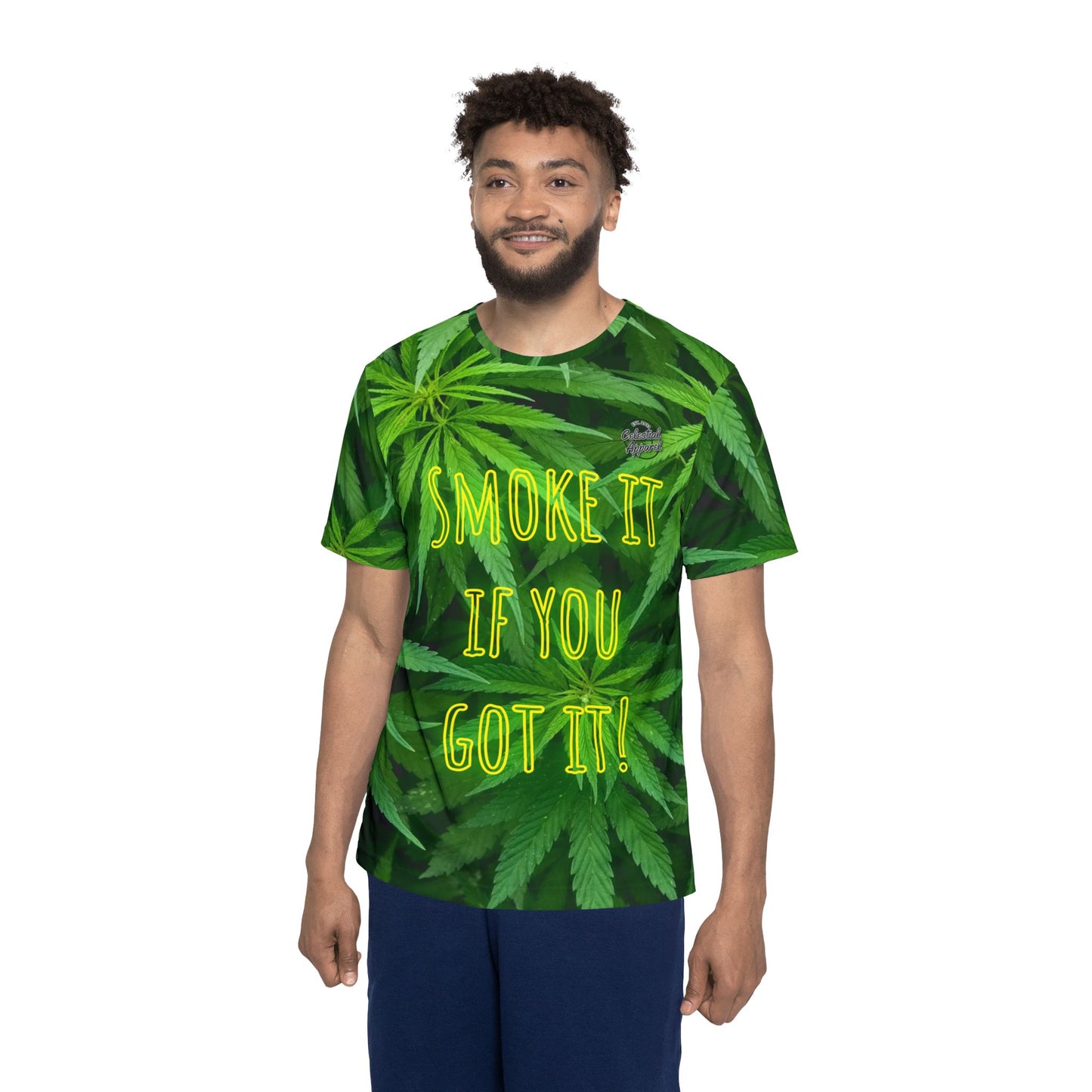 Smoke It If You Got It! Pot Leaf Men's Apparel Sports Jersey by Celestial