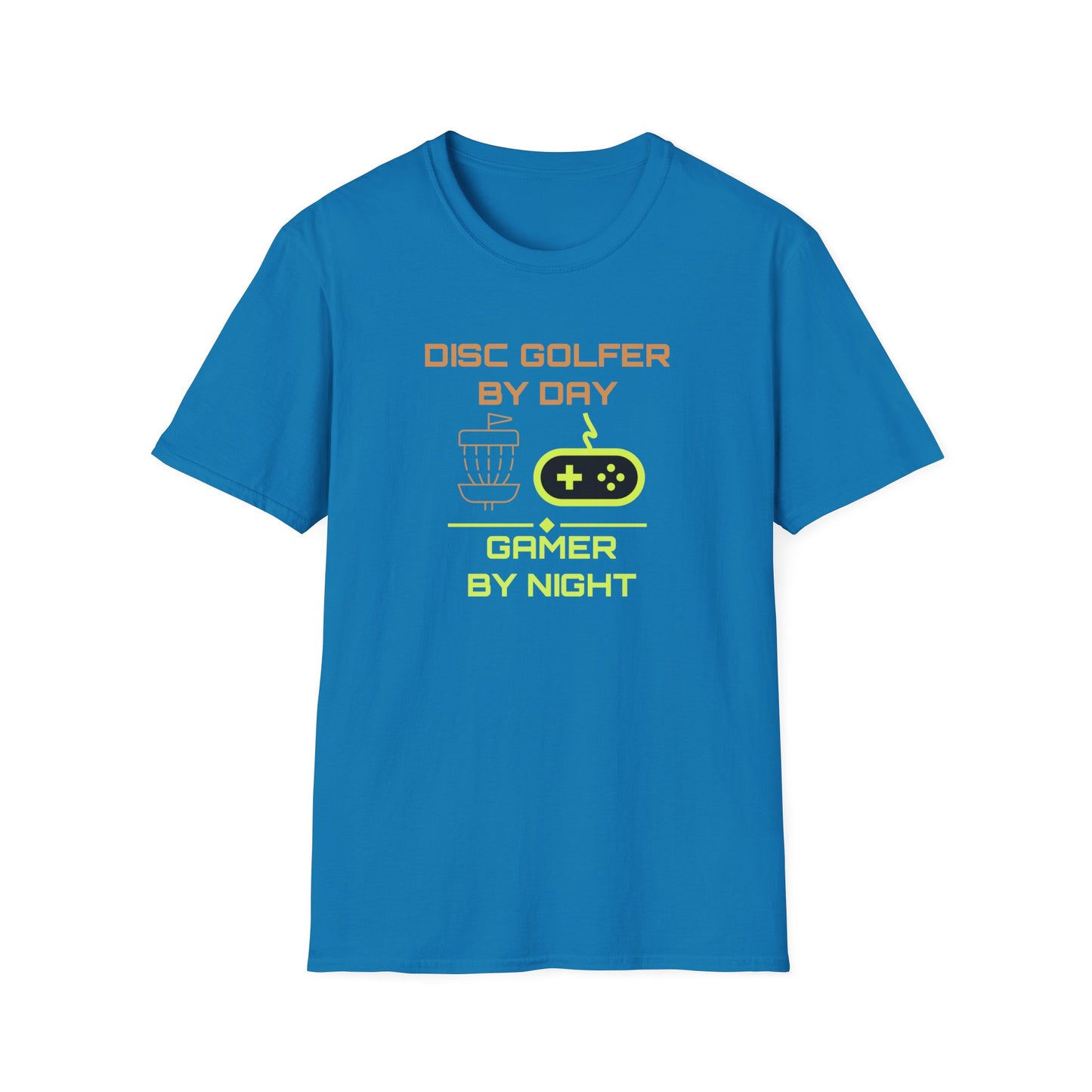 Disc Golfer By Day... Disc Golf Apparel Softstyle T-Shirt by Celestial