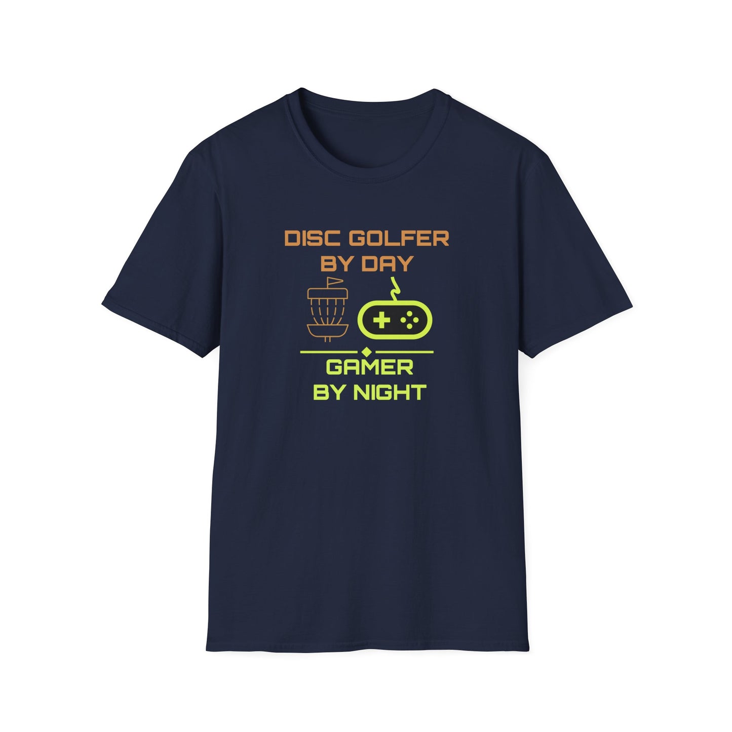 Disc Golfer By Day... Disc Golf Apparel Softstyle T-Shirt by Celestial
