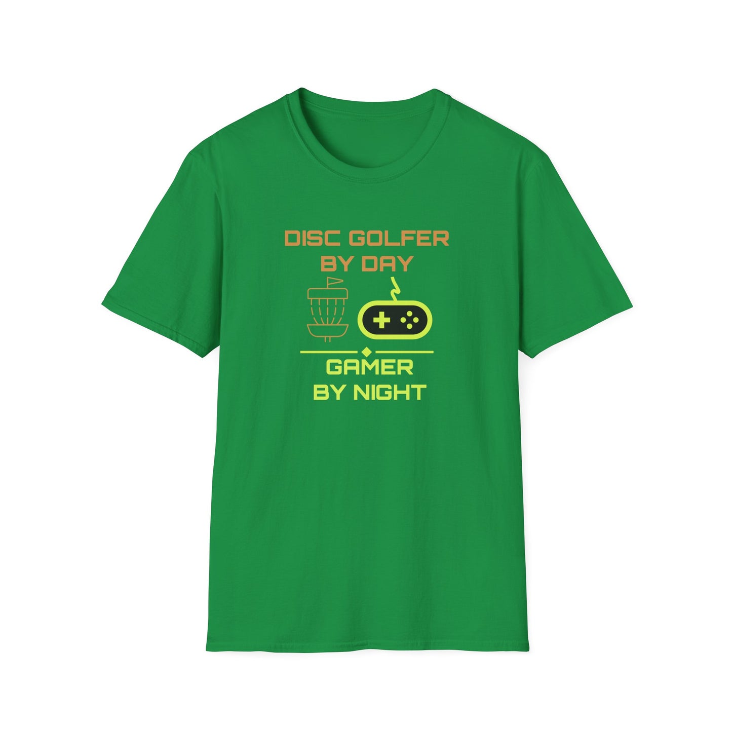 Disc Golfer by Day... Disc Golf Apparel Softstyle T-Shirt by Celestial