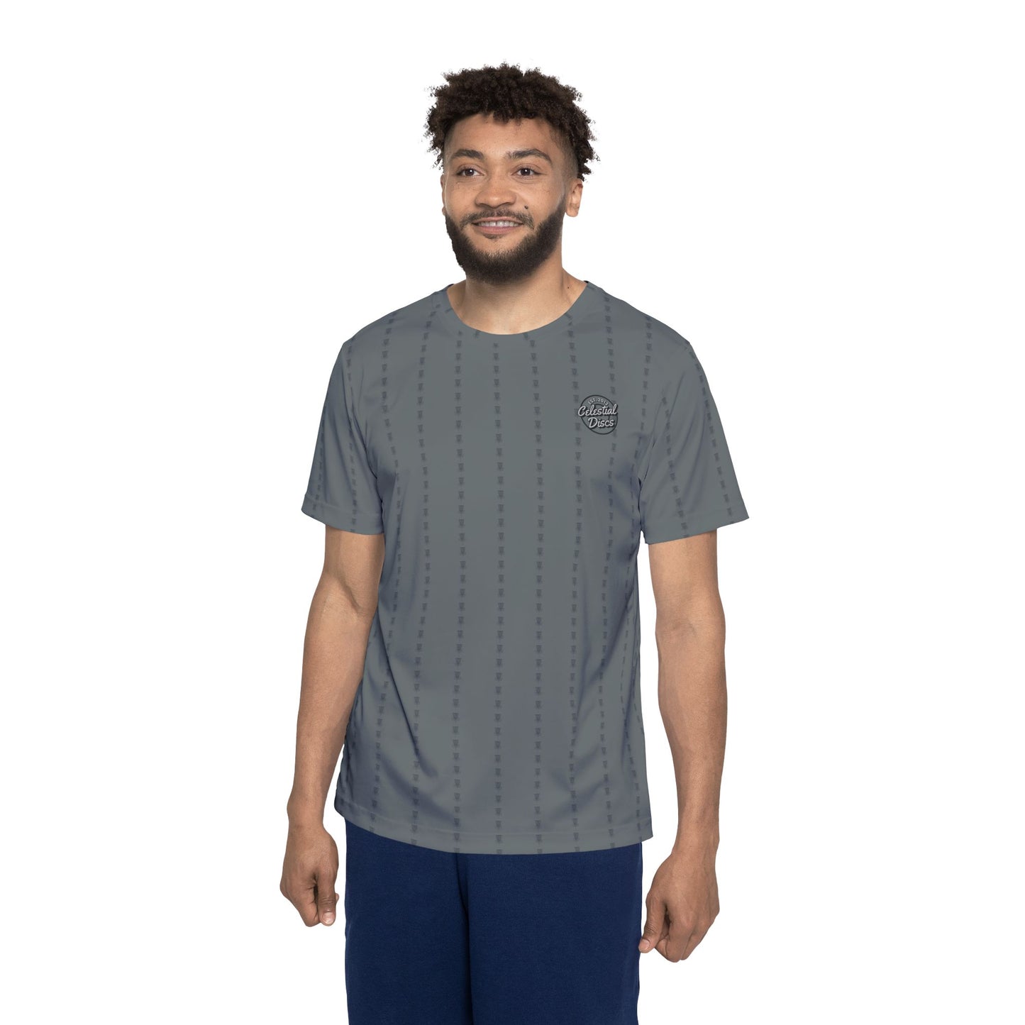 Disc Golf Basket Pinstripes Disc Golf Men's Apparel Sports Jersey by Celestial