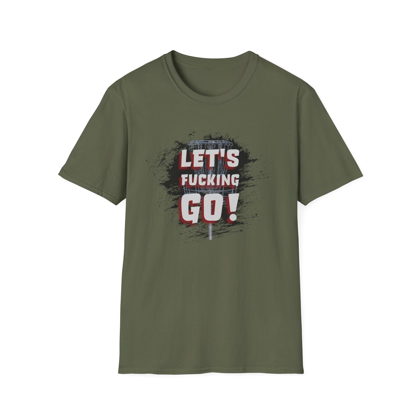 Let's F****** Go! Disc Golf Apparel Softstyle T-Shirt by Celestial