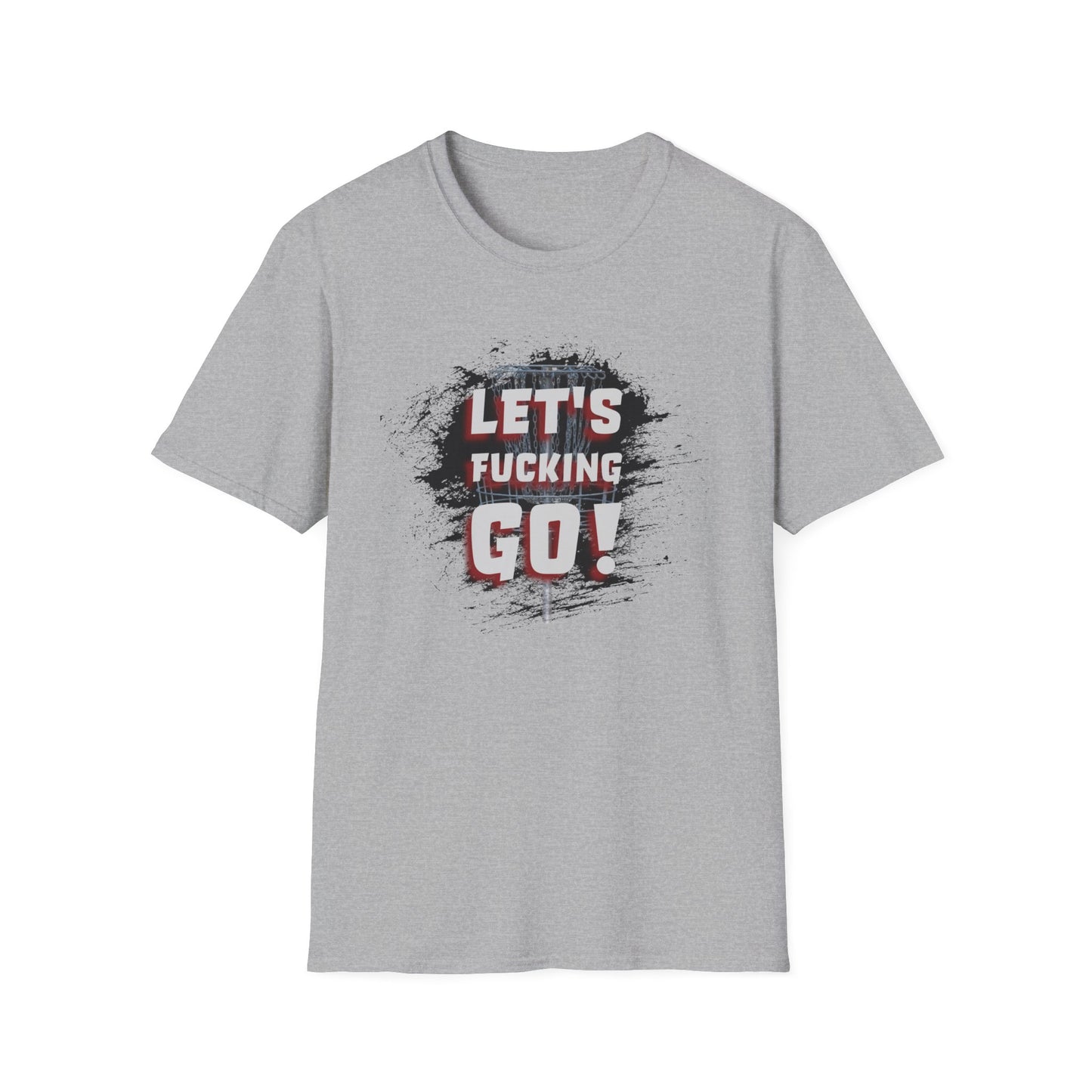Let's F****** Go! Disc Golf Apparel Softstyle T-Shirt by Celestial