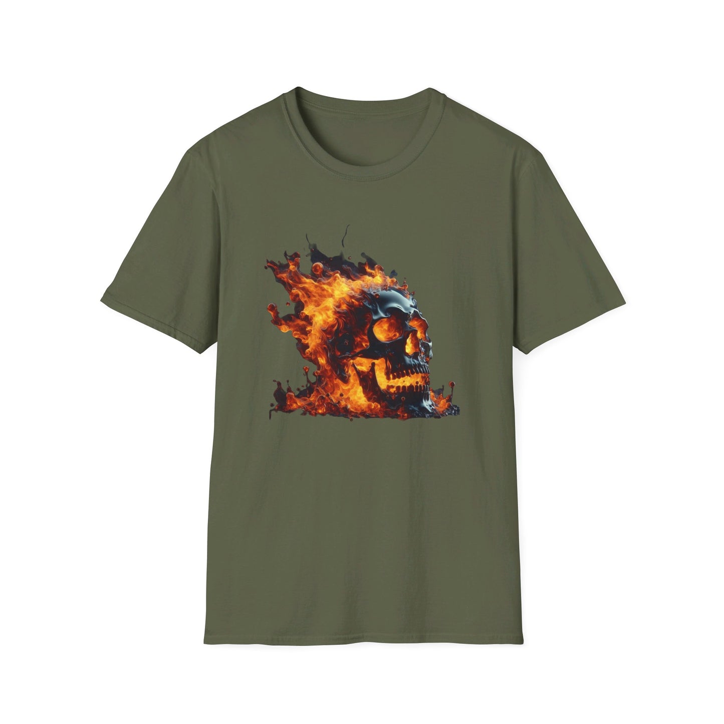 Flaming Skull Apparel Softstyle T-Shirt by Celestial