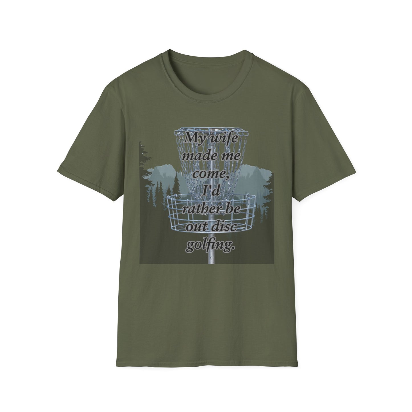 Humor Phrase Disc Golf Apparel Softstyle T-Shirt by Celestial