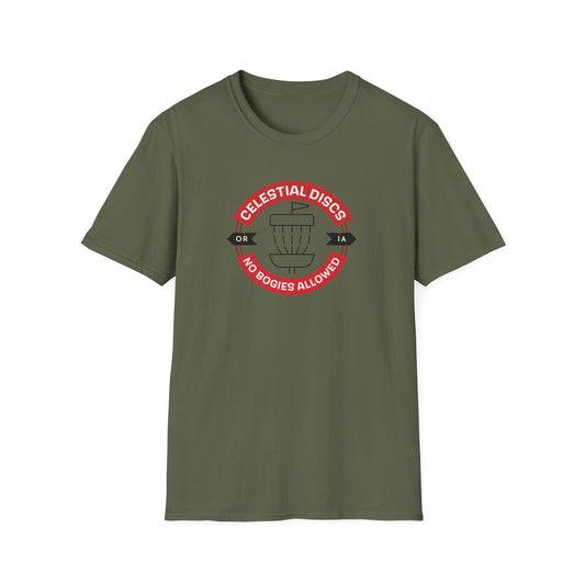 No Bogies Allowed Disc Golf Apparel Softstyle T-Shirt by Celestial
