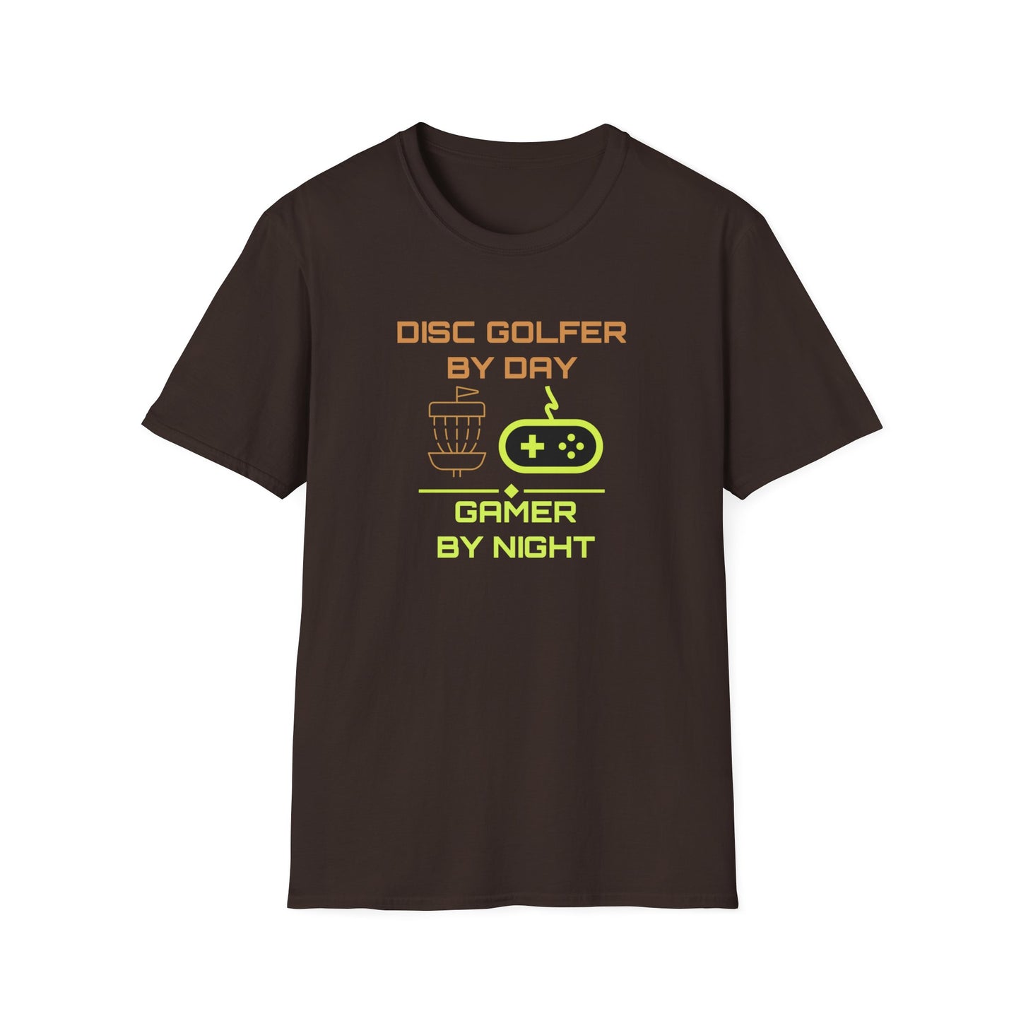 Disc Golfer By Day... Disc Golf Apparel Softstyle T-Shirt by Celestial