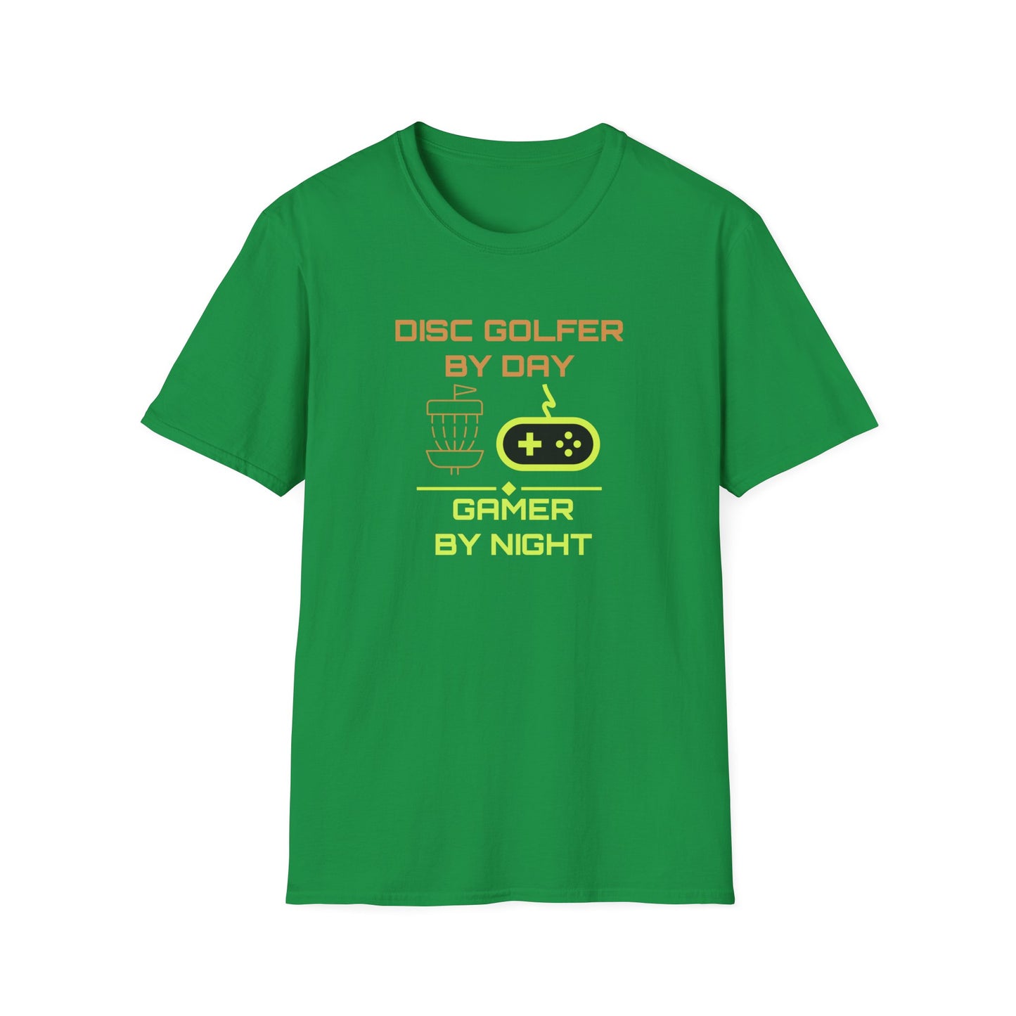 Disc Golfer By Day... Disc Golf Apparel Softstyle T-Shirt by Celestial