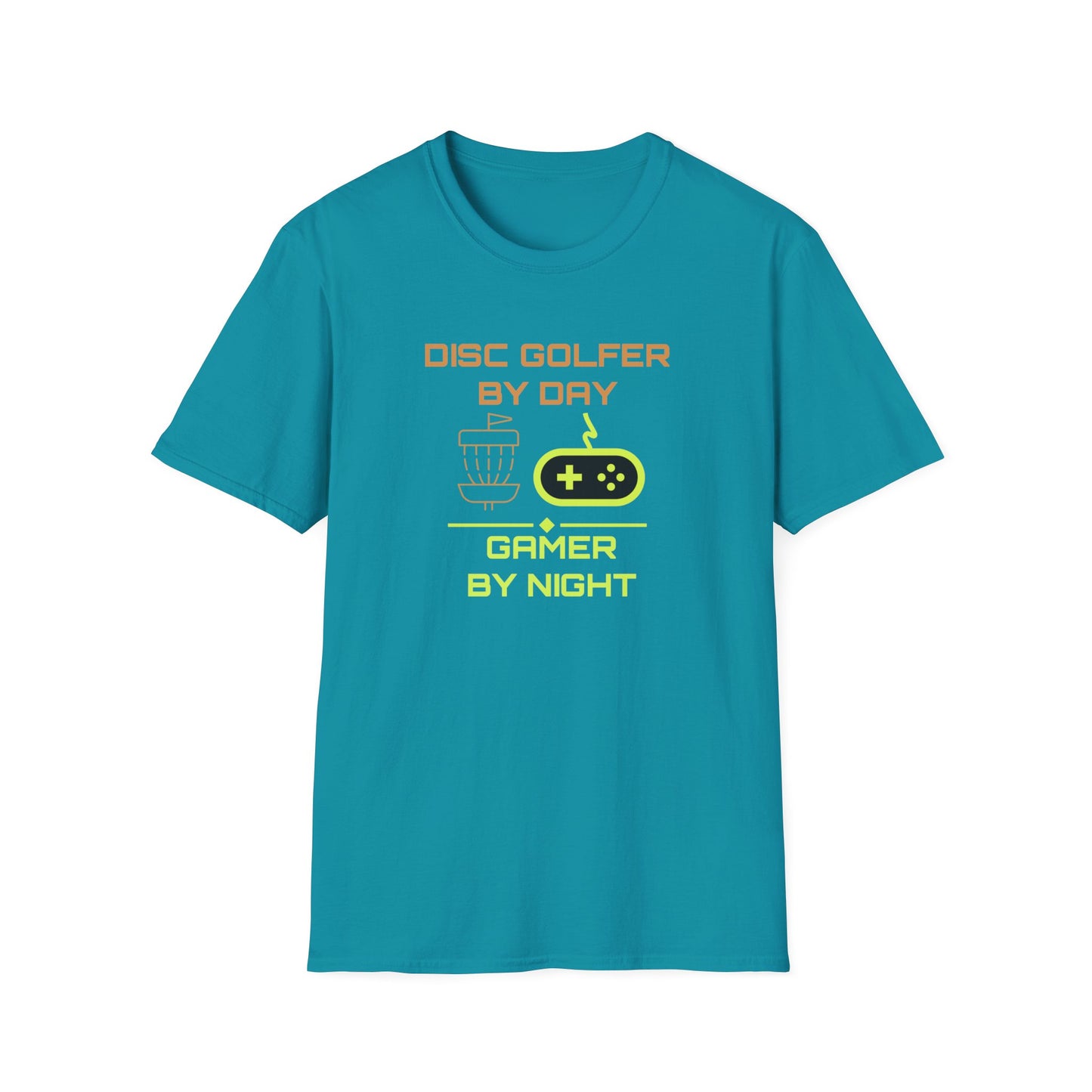 Disc Golfer By Day... Disc Golf Apparel Softstyle T-Shirt by Celestial